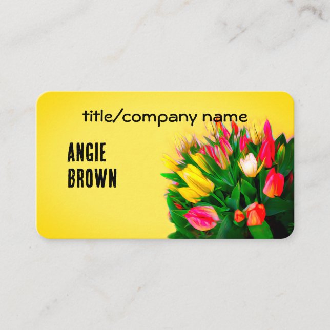  bright red and yellow tulips extreme colour  business card (Front)