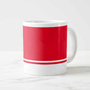 Bright Red Background White Bottom Rim Stripes Large Coffee Mug