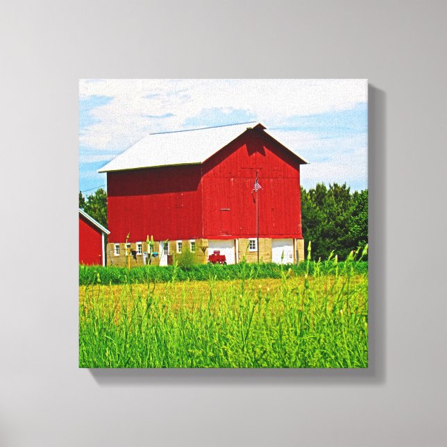 Bright Red Barns Canvas Print (Front)