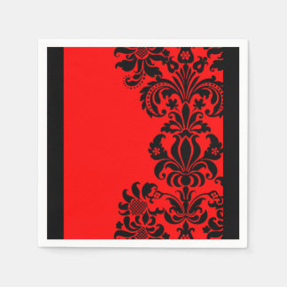 bright red baroque paper party napkins