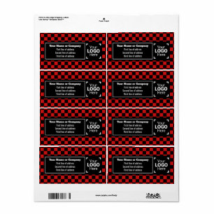 Bright Red & Black Squares Checked Small Business