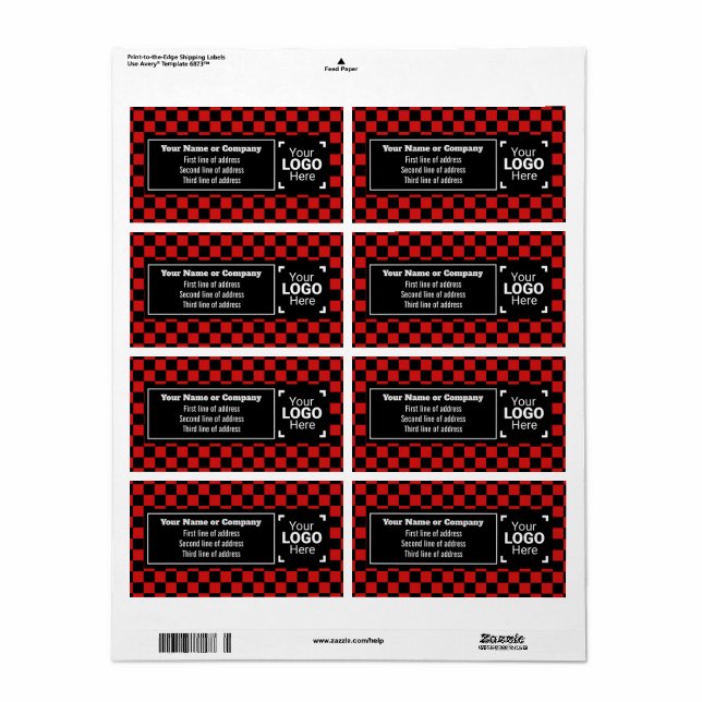 Bright Red & Black Squares Checked Small Business (Full Sheet)