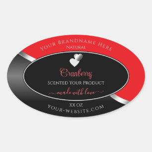 Bright Red Black Wavy Silver Hearts Product Labels