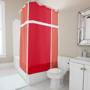 Bright Red Bold Orange Racing Stripe Colorblock Shower Curtain