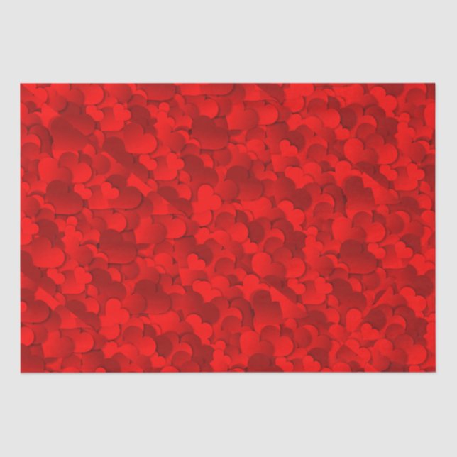 Bright Red-Burgundy Heart Valentine Tissue Paper (Front)