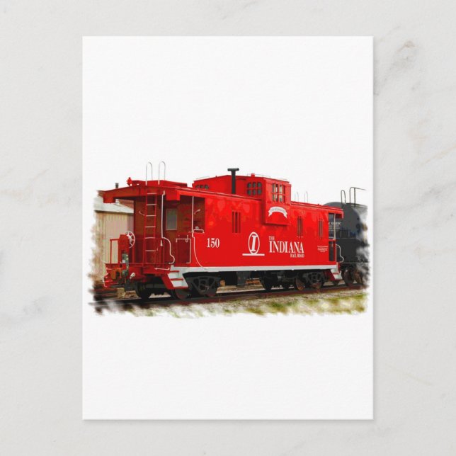 Bright Red Caboose Postcard (Front)