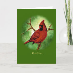 Bright Red Cardinal Easter Card