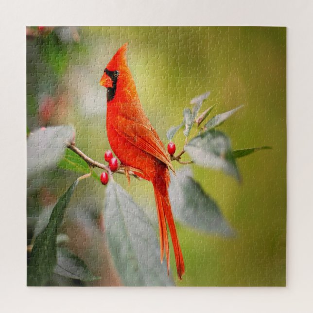 Bright Red Cardinal Jigsaw Puzzle (Vertical)