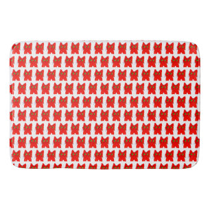 Bright Red Cat — Wide-Eyed Wonder with a Twist Bath Mat