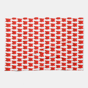 Bright Red Cat — Wide-Eyed Wonder with a Twist Tea Towel