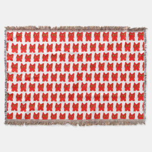 Bright Red Cat — Wide-Eyed Wonder with a Twist Throw Blanket