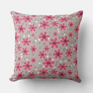 Bright red chamomile flowers on a grey background cushion