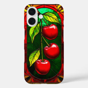 Bright Red Cherries and Green Leaves iPhone 16 Case