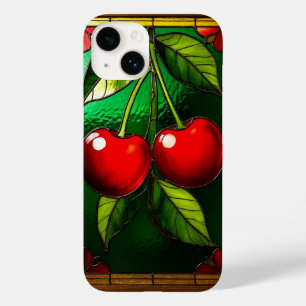 Bright Red Cherries and Green Leaves Case-Mate iPhone 14 Case