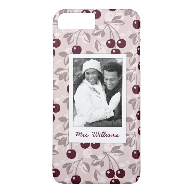 Bright Red Cherry Pattern | Add Your Photo Case-Mate iPhone Case (Back)