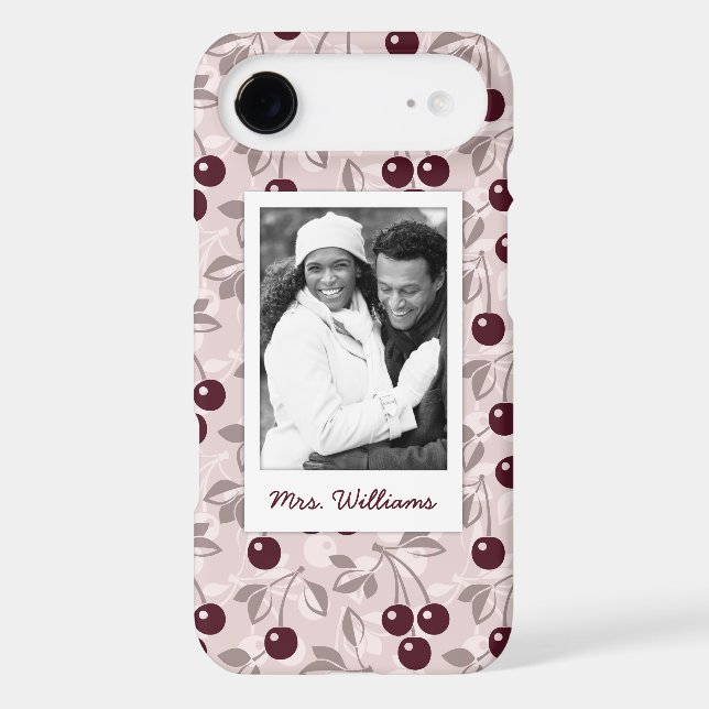 Bright Red Cherry Pattern | Add Your Photo Case-Mate iPhone Case (Back)