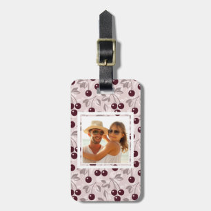 Bright Red Cherry Pattern Add Your Photo Luggage Tag