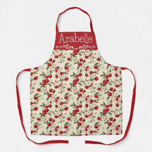 Bright Red Cherry Pattern Apron