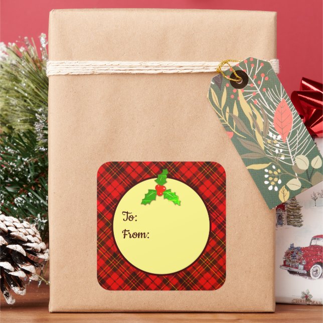 Bright Red Christmas To From Gift Tag (Holiday)