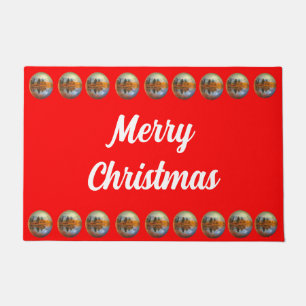 Bright Red Country Christmas Doormat