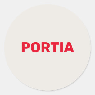 Bright red custom name plain grey classic round sticker