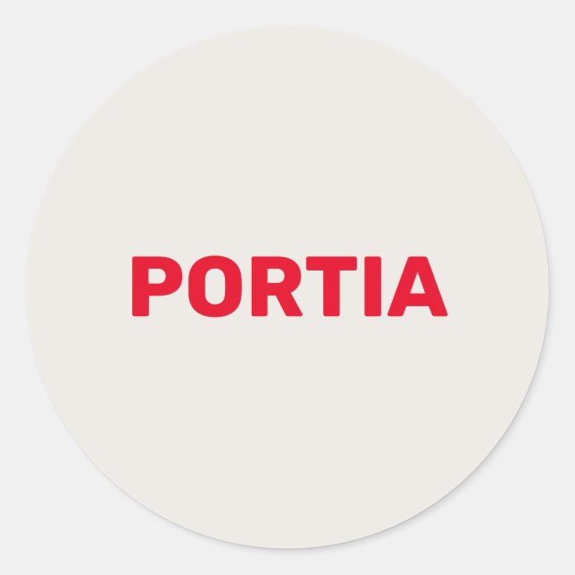 Bright red custom name plain grey classic round sticker (Front)