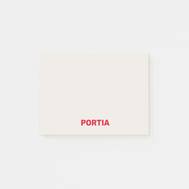 Bright red custom name plain grey post-it notes (Front)
