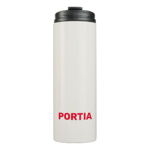 Bright red custom name plain grey thermal tumbler
