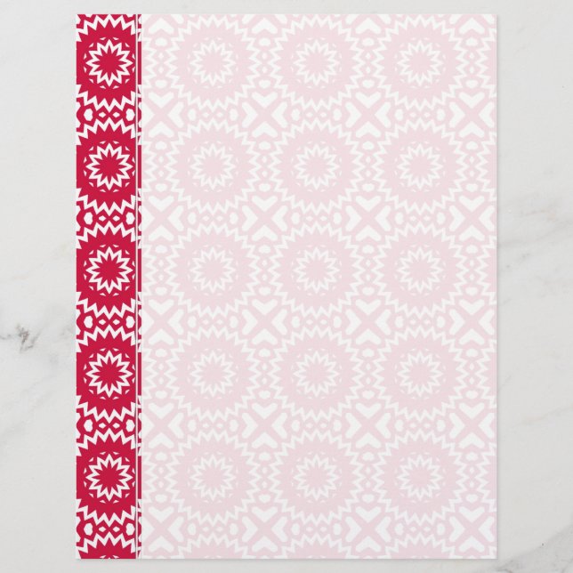 Bright Red Daisy Wheel Pattern Binder Pages (Front)