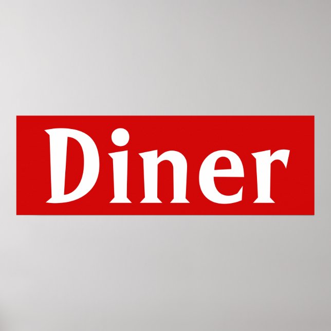 Bright Red Diner Wall Art Poster Print (Front)