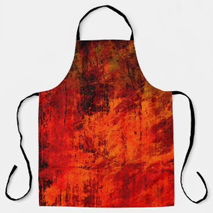 Bright red dirty old black peeled background. Hall Apron
