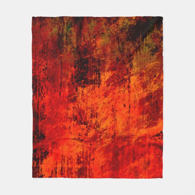 Bright red dirty old black peeled background. Hall Fleece Blanket (Front)