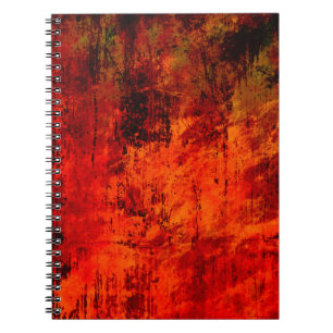 Bright red dirty old black peeled background. Hall Notebook