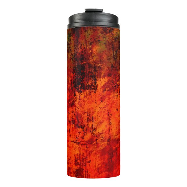 Bright red dirty old black peeled background. Hall Thermal Tumbler (Front)