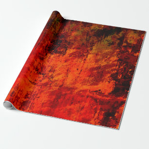 Bright red dirty old black peeled background. Hall Wrapping Paper