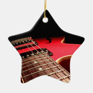 Bright Red Electric Guitar Photo Ceramic Tree Decoration