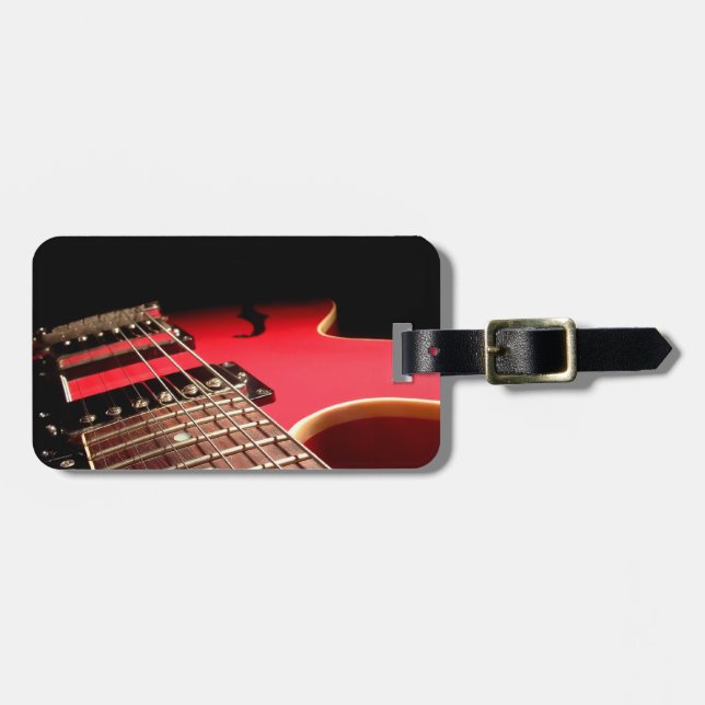 Bright Red Electric Guitar Photo Luggage Tag (Front Horizontal)