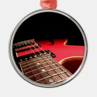 Bright Red Electric Guitar Photo Metal Tree Decoration