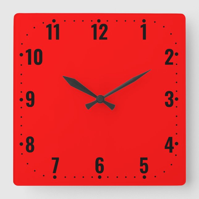 Bright Red Face With Numbers - Frameless  Square Wall Clock (Front)