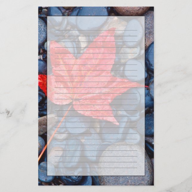 Bright Red Fall Leaf Stationery (Front)