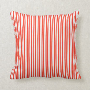 Bright Red Farmhouse Stripes Modern Pattern 03 Cushion