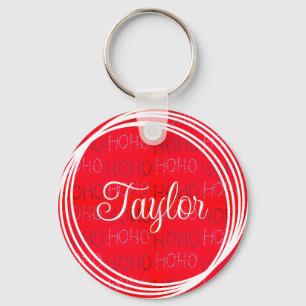 Bright red festive Hohoho pattern wine charms Key Ring