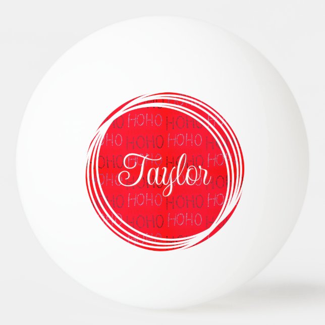 Bright red festive Hohoho pattern wine charms Ping Pong Ball (Front)
