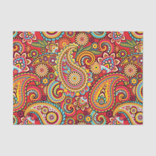 Bright Red Floral paisley seamless pattern Tissue Paper