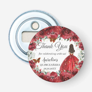 Bright Red Floral Peony Butterflies Princess Favou Bottle Opener