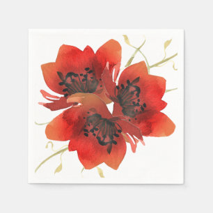 Bright Red Garden Poppies Napkin