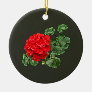 Bright Red Geranium Ceramic Tree Decoration