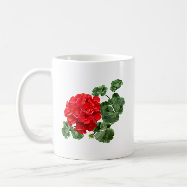 Bright Red Geranium Coffee Mug (Left)
