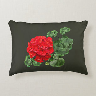 Bright Red Geranium Decorative Cushion