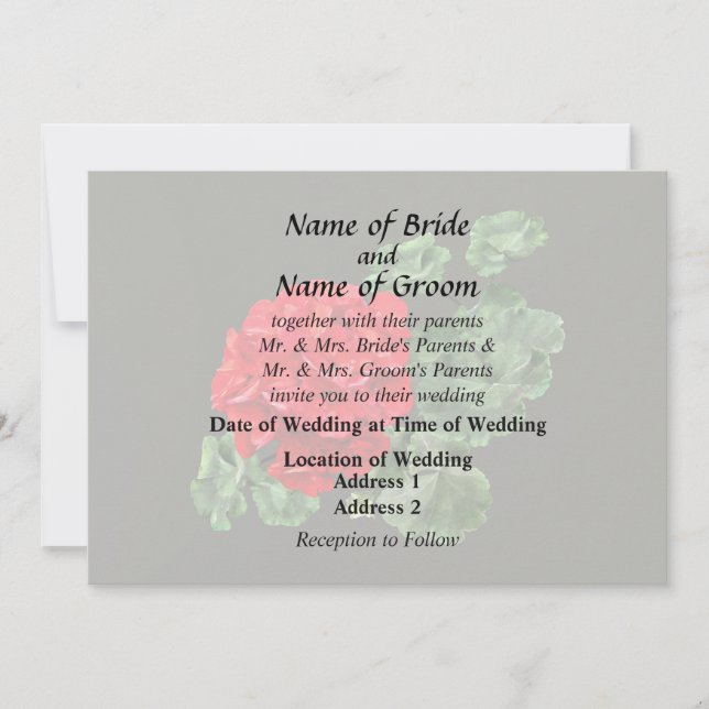 Bright Red Geranium Invitation (Front)